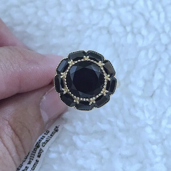 Shivam Black🖤 Onyx Flower🏵 Ring💍 - Picture 15 of 16